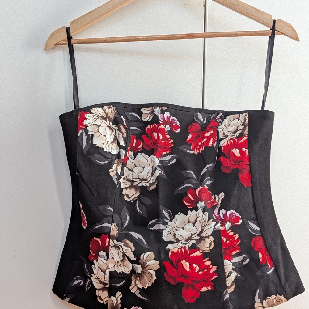 Chic Black Floral Camisole Top